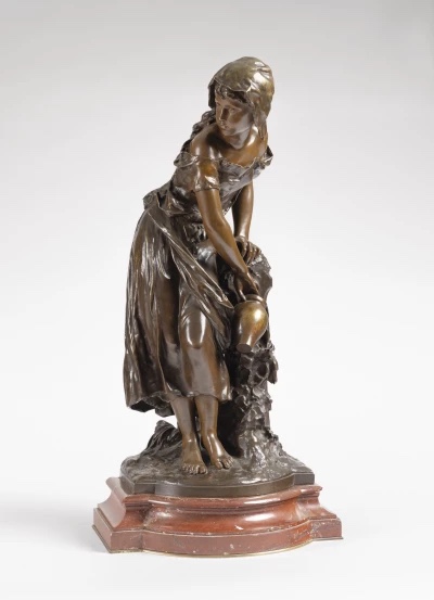 Un bronze  de 19 ieme jeune fille a la pompe sig Math Moreau -photo-2