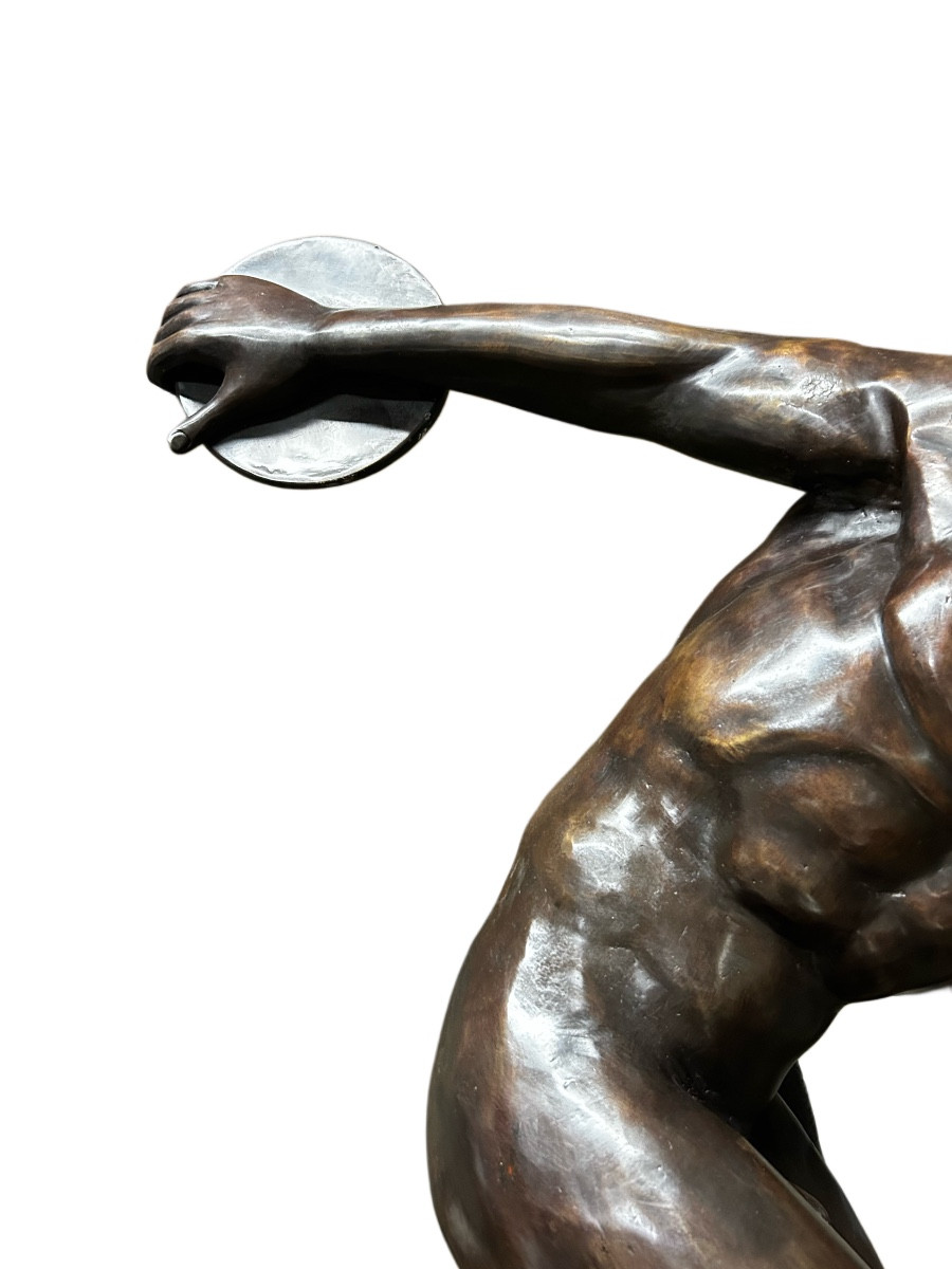 Bronze Discus Thrower De 20 Ieme Sig F.vichi Naked Men-photo-3
