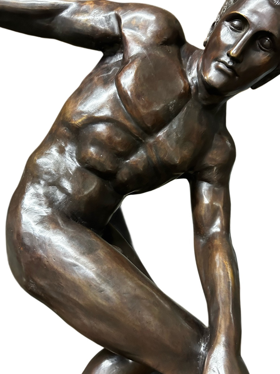 Bronze Discus Thrower De 20 Ieme Sig F.vichi Naked Men-photo-4
