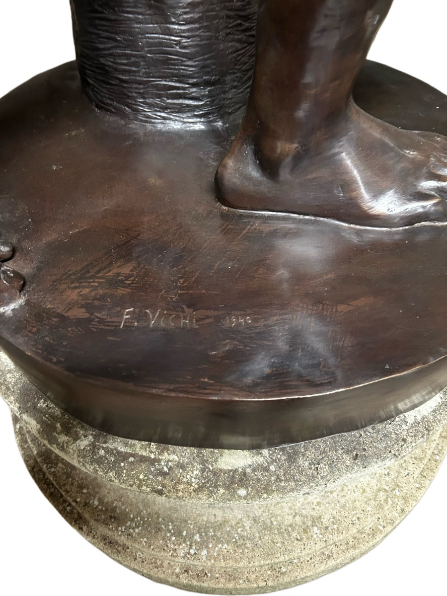 Bronze Discus Thrower De 20 Ieme Sig F.vichi Naked Men-photo-3