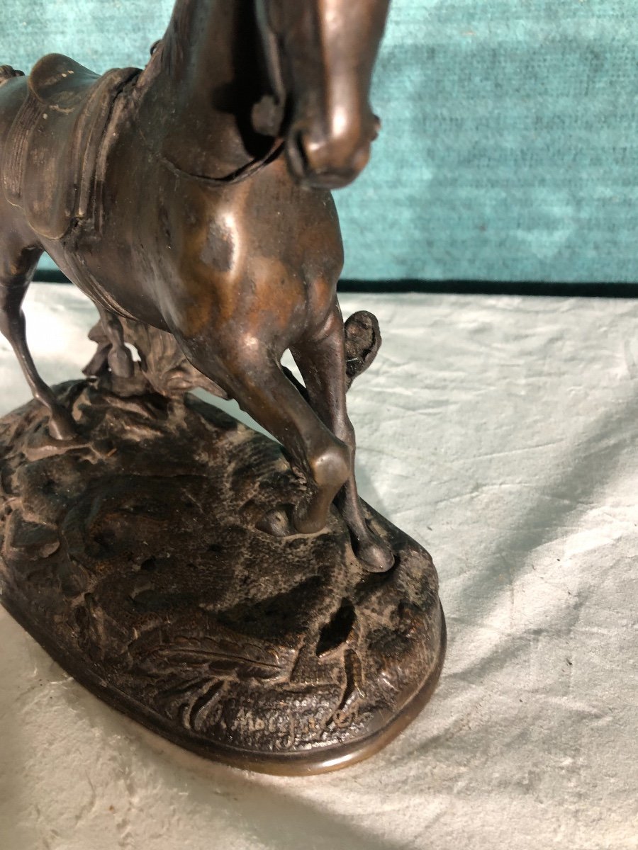 Cheval à La Barrière En Bronze De 19 Siécle Sig Moigniez-photo-3