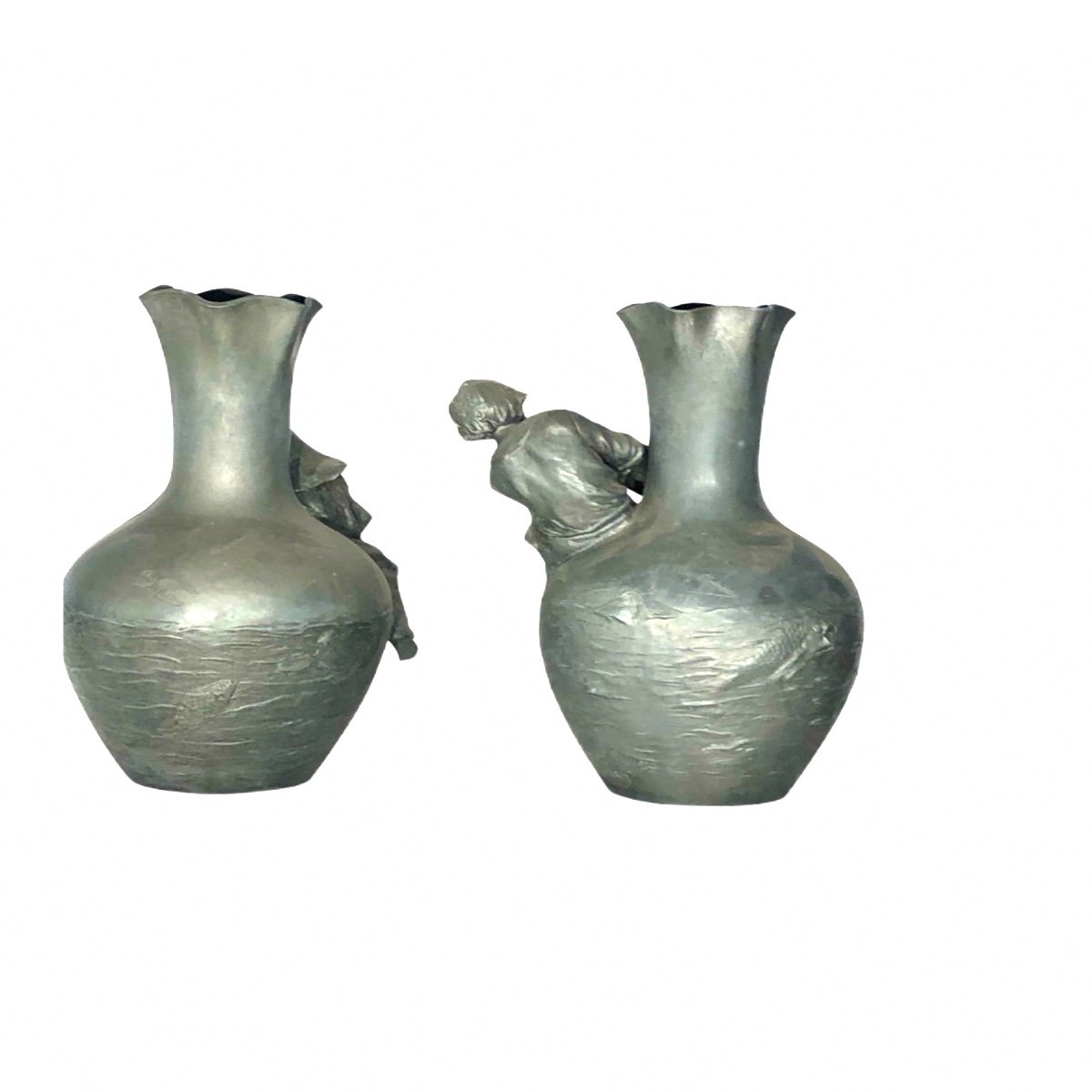 Paire De Vases En Régule  Argenté De Louis-auguste Moreau-photo-2