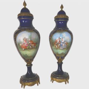 Pair Of Vases In (styl) Sèvres From 20th Century