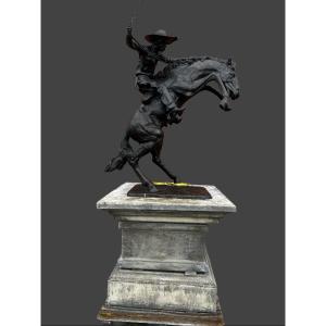 In 20th Century Bronze Frédéric Remington Bronco Buster Doch.bonnard Fondours
