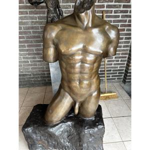 Bronze Sculpture Of A 20th-century Male Nude Torso