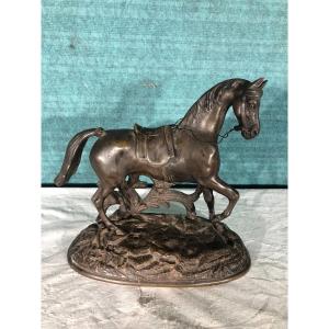 Cheval à La Barrière En Bronze De 19 Siécle Sig Moigniez