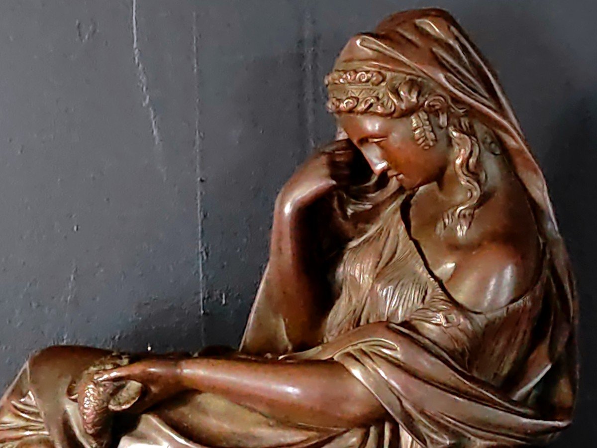 19th Century Bronze Sculpture Woman Seated On An Empire Seat-photo-2