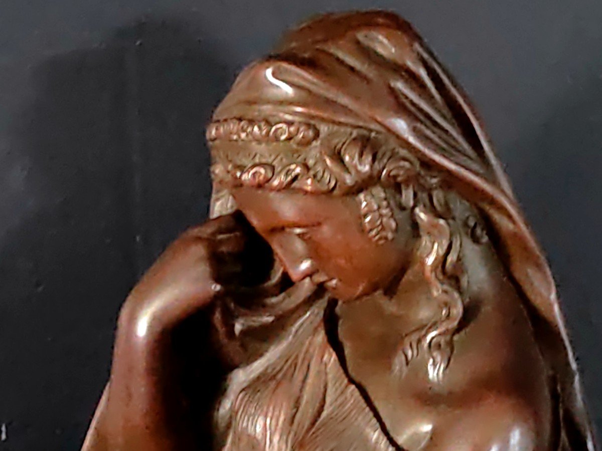 19th Century Bronze Sculpture Woman Seated On An Empire Seat-photo-3