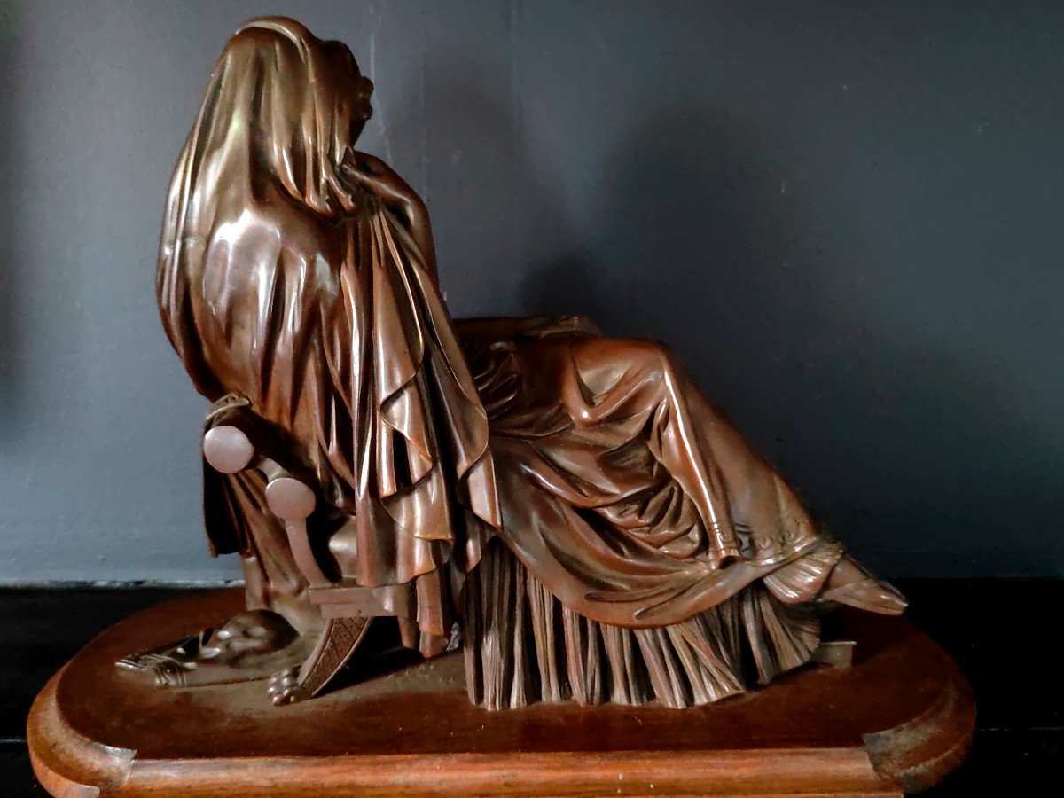 19th Century Bronze Sculpture Woman Seated On An Empire Seat-photo-1