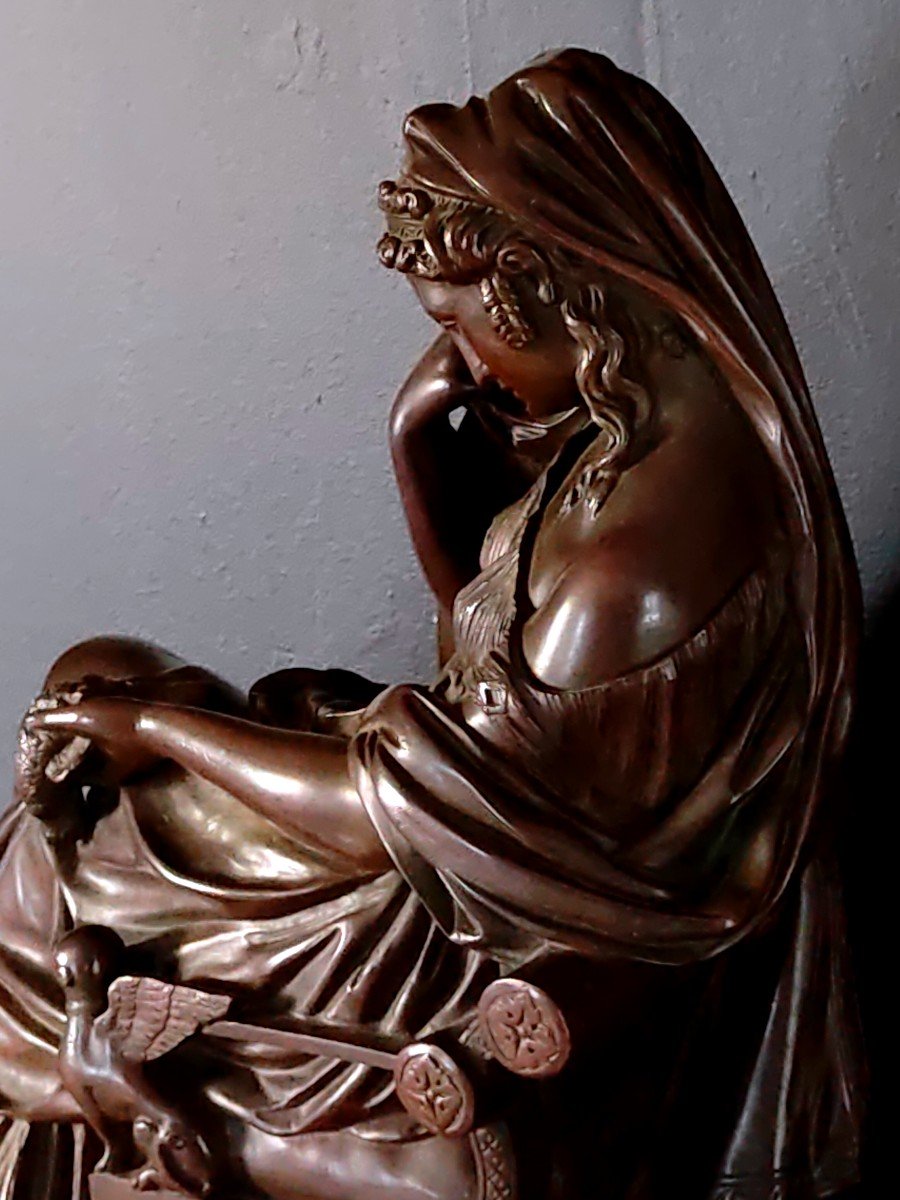 19th Century Bronze Sculpture Woman Seated On An Empire Seat-photo-3