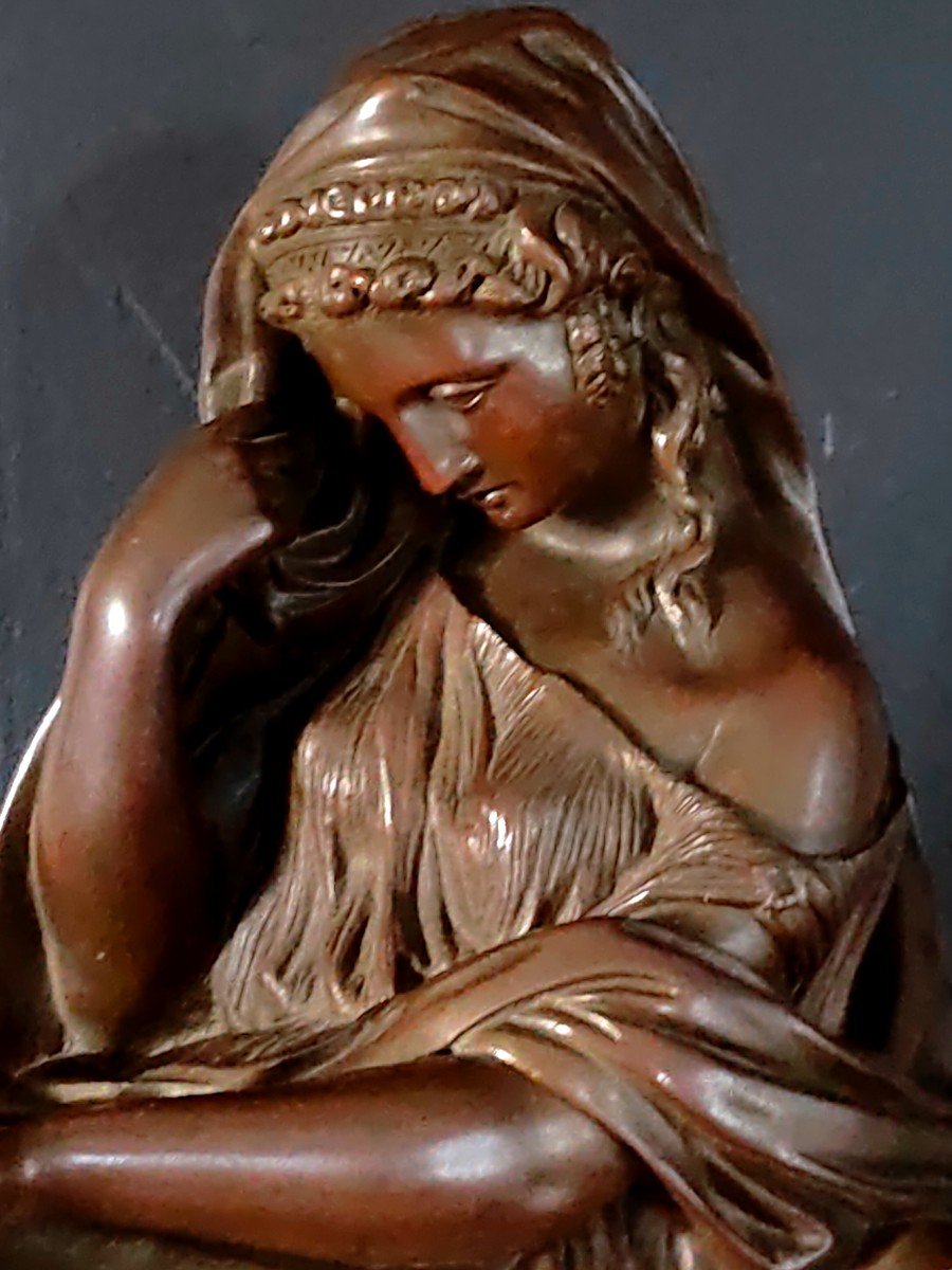 19th Century Bronze Sculpture Woman Seated On An Empire Seat-photo-4