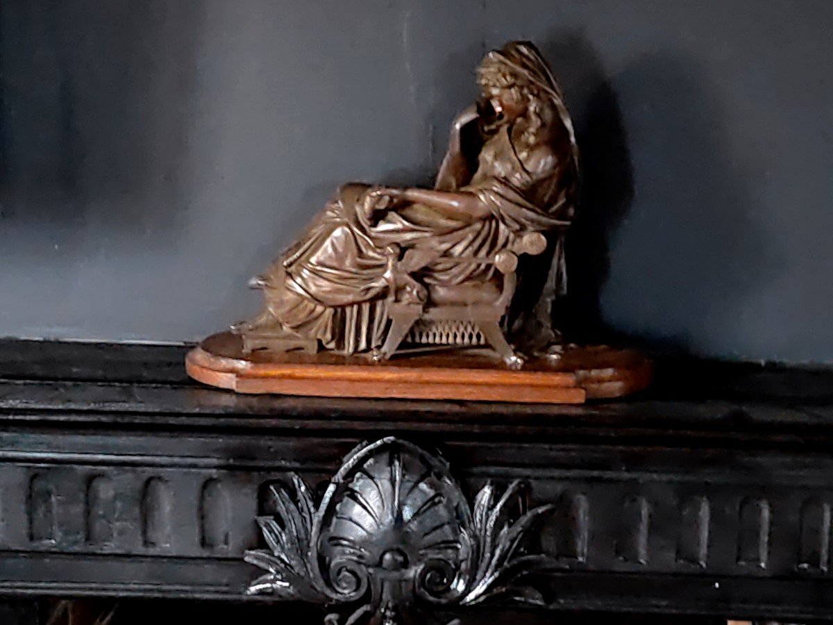 19th Century Bronze Sculpture Woman Seated On An Empire Seat-photo-8