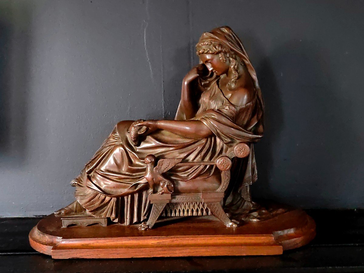19th Century Bronze Sculpture Woman Seated On An Empire Seat