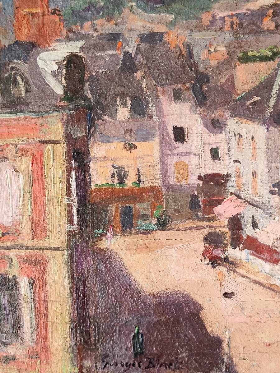 Tableau village en bord de Seine Caudebec en Caux ? Georges Binet-photo-1