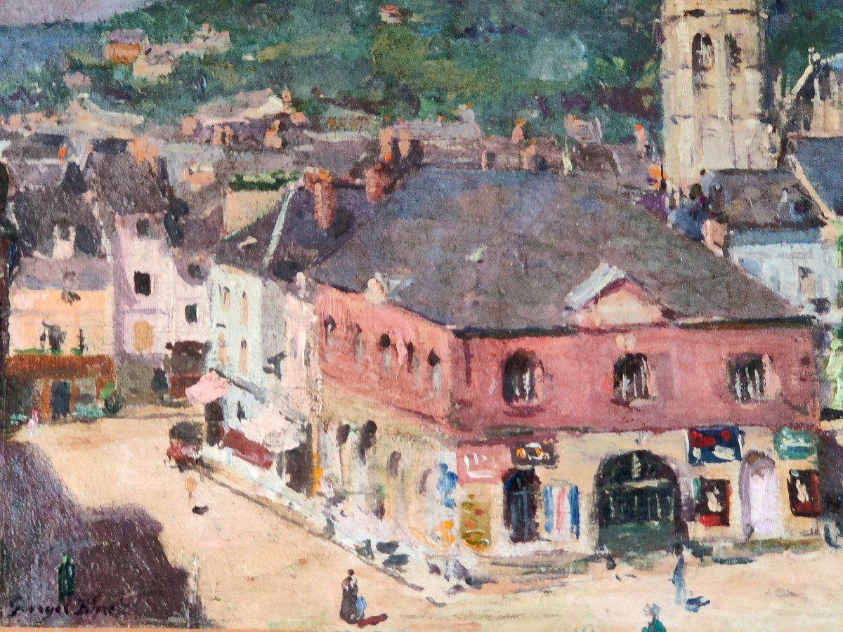 Tableau village en bord de Seine Caudebec en Caux ? Georges Binet-photo-3