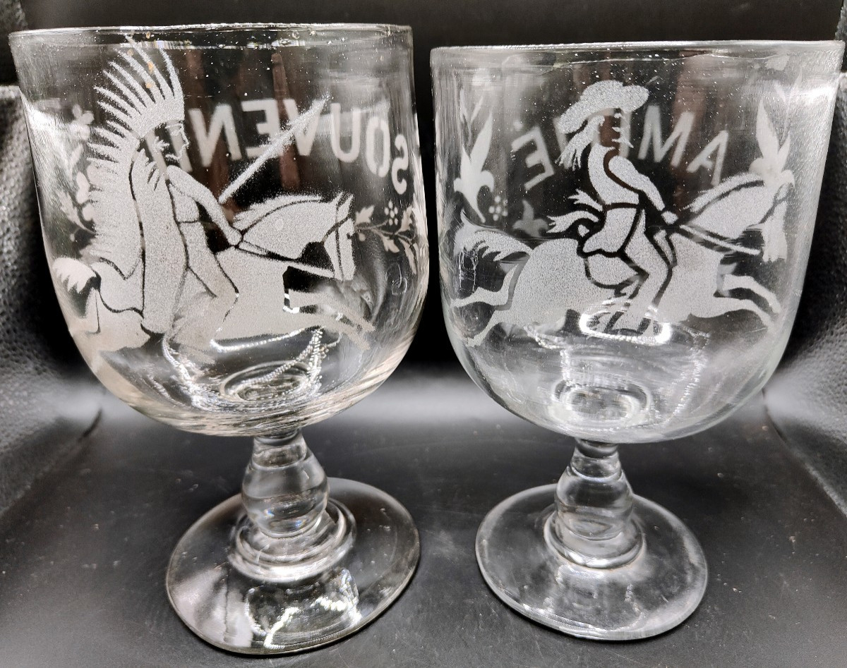 Souvenir Glasses From Buffalo Bill's 1905 Tour In France 