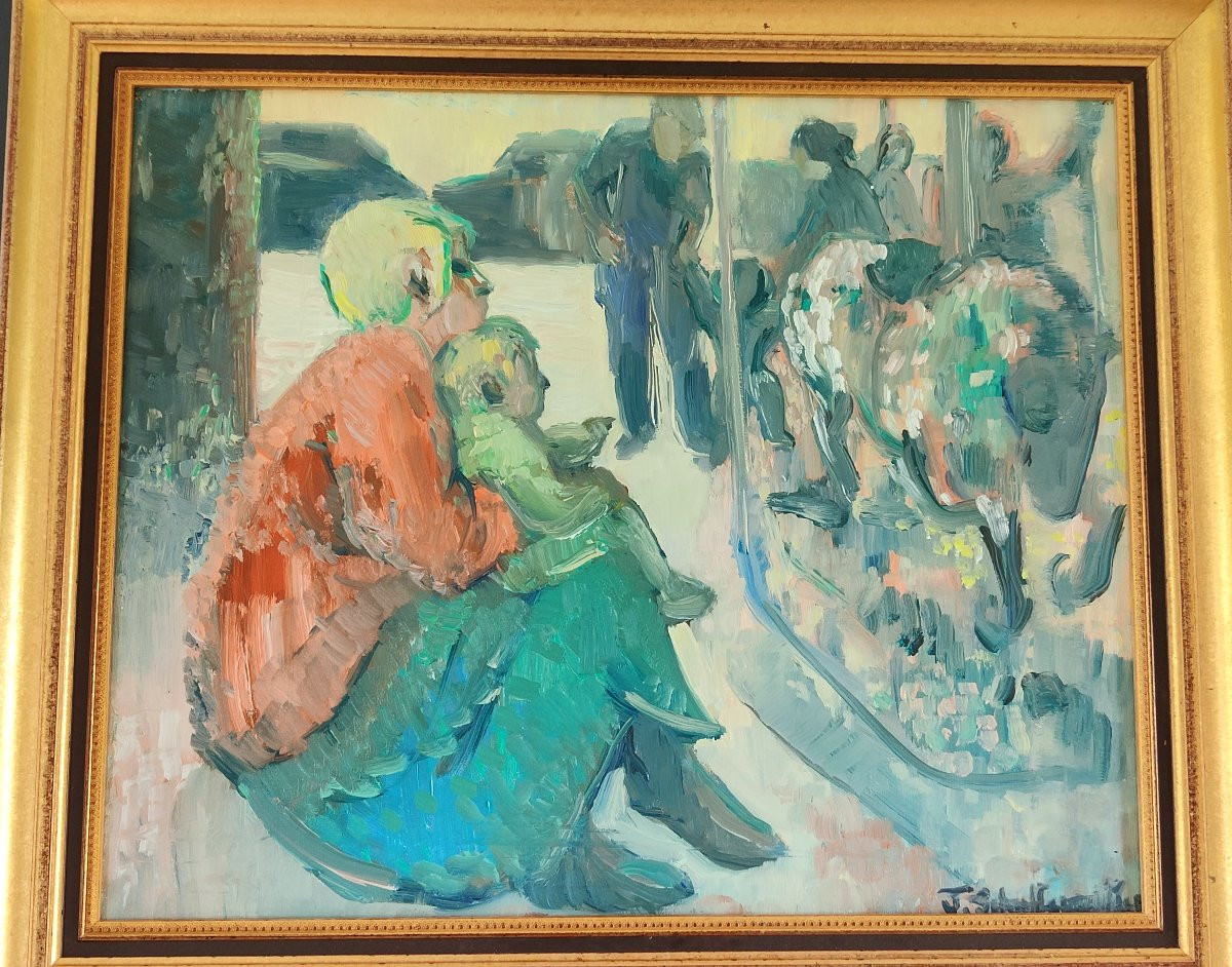 Painting Of The Wooden Horses By Jacques Schuffenecker-photo-2