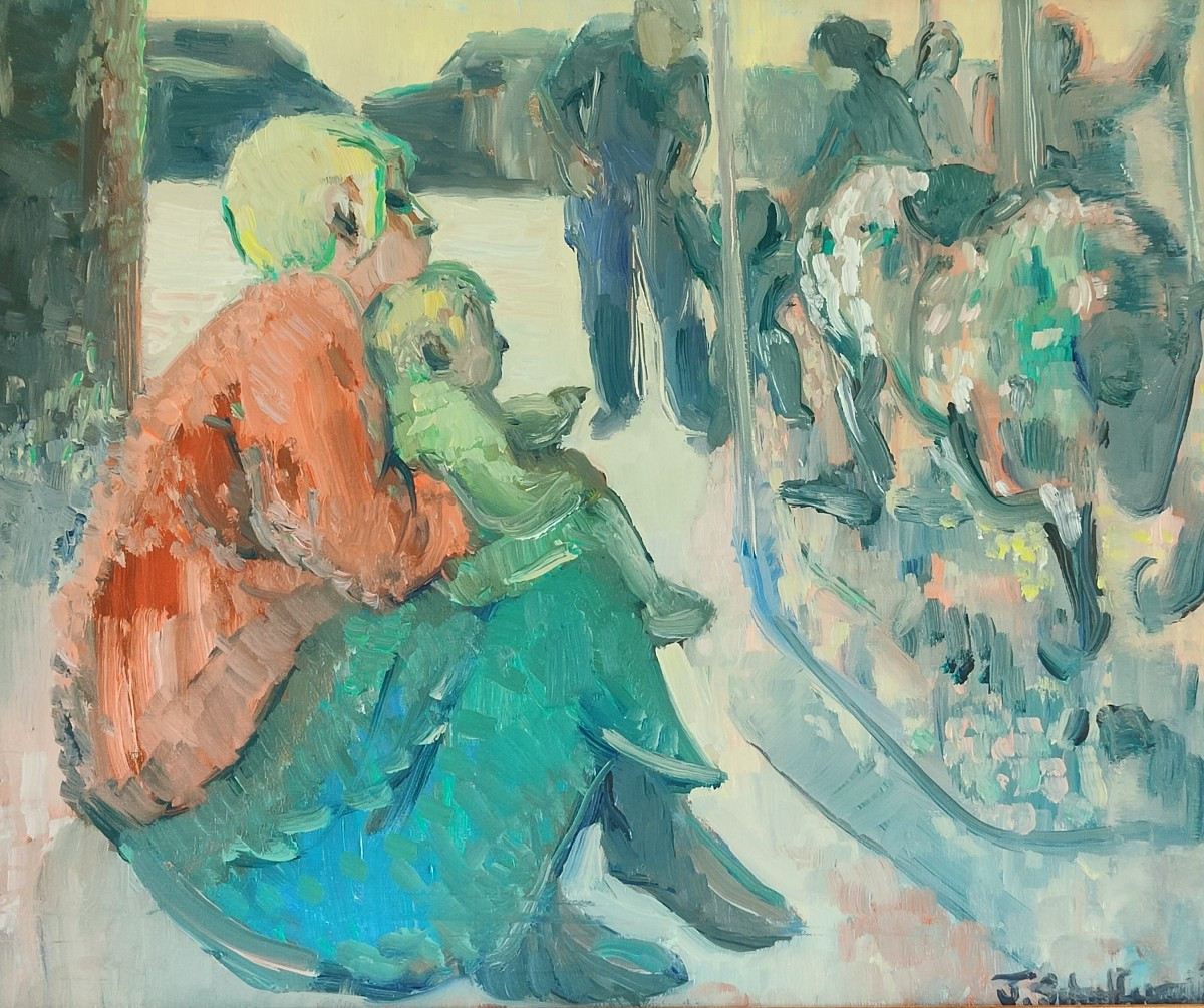 Painting Of The Wooden Horses By Jacques Schuffenecker