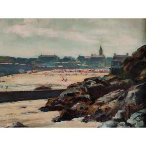 Beach Scene Painting By Albert Genta