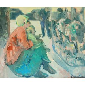 Painting Of The Wooden Horses By Jacques Schuffenecker
