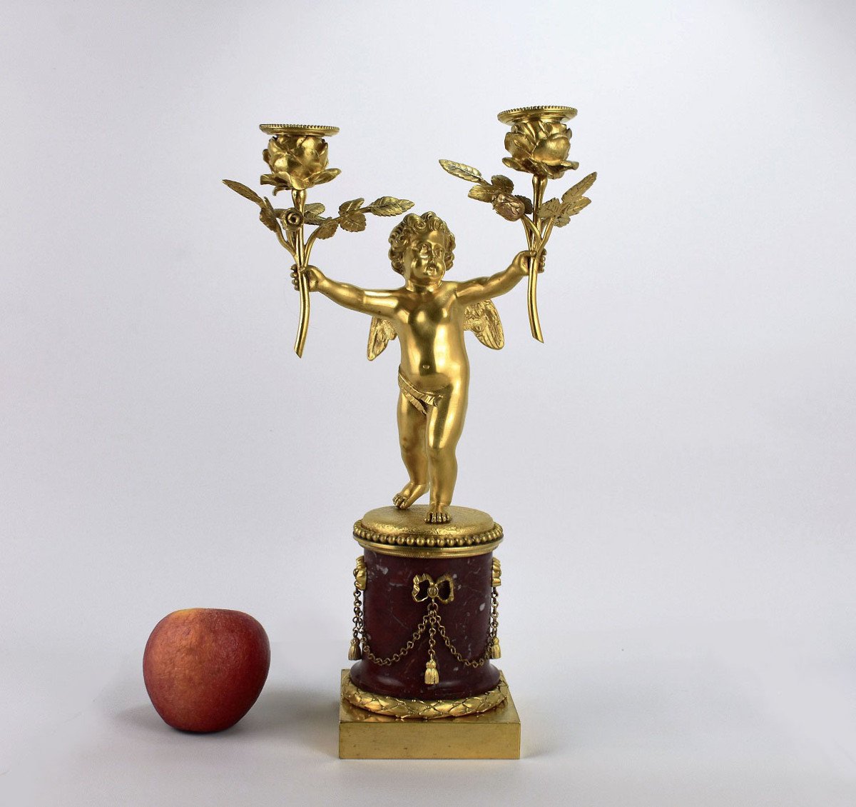 Candélabre Début XIXème Au Ange En Bronze Doré-photo-2