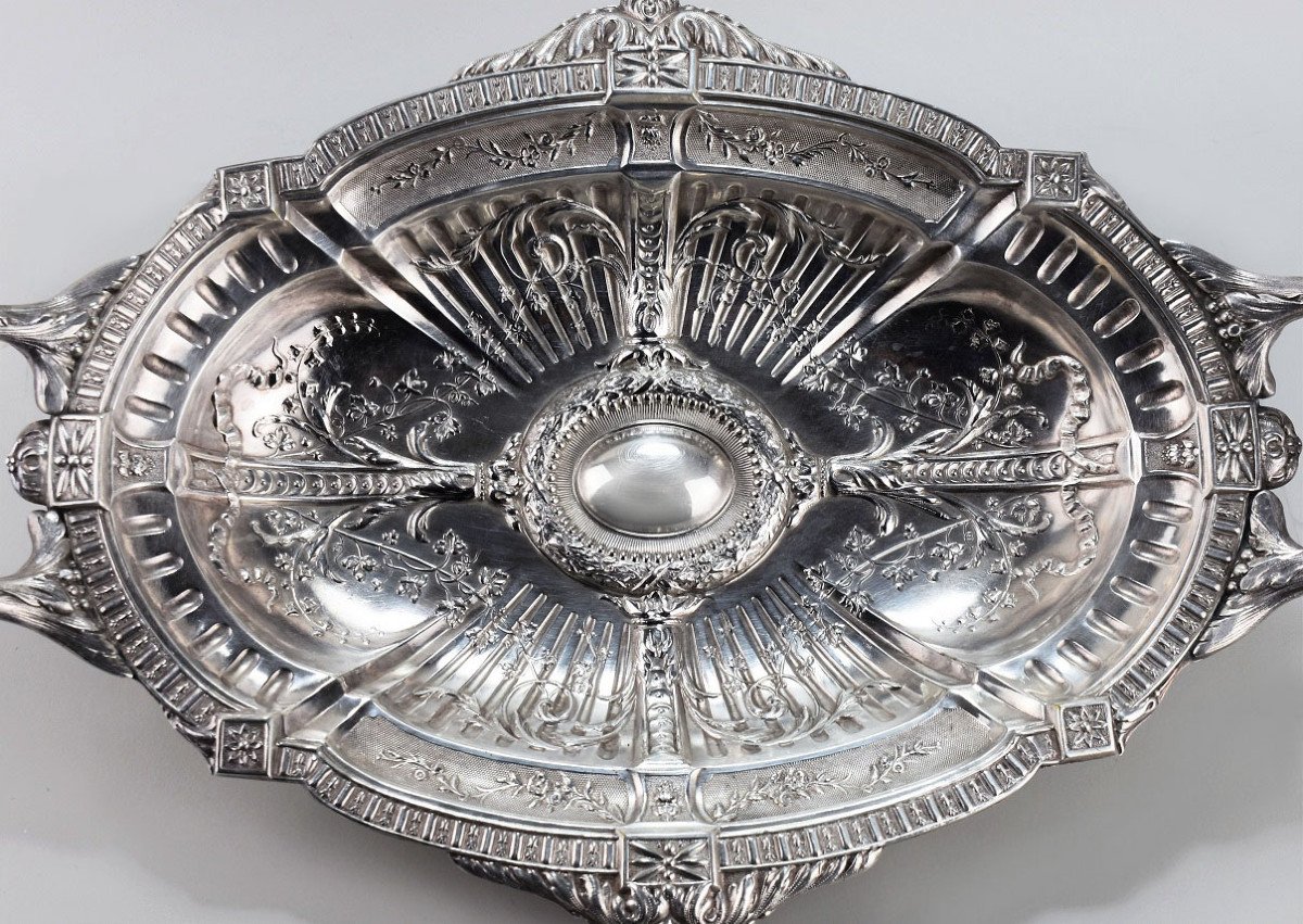 Large Dish In Silver Metal. XIX Th