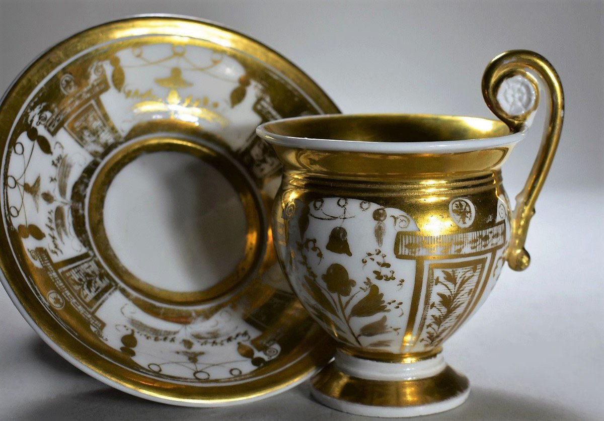 Paris Porcelain Cup And Saucer. Restoration Period-photo-2