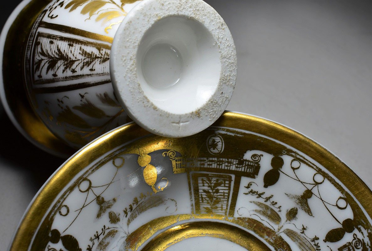 Tasse Et Sous Tasse En Porcelaine De Paris. Epoque Restauration-photo-8