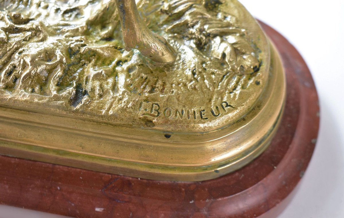Deer Sculpture In Bronze. Isidore Happiness (1827-1801)-photo-7