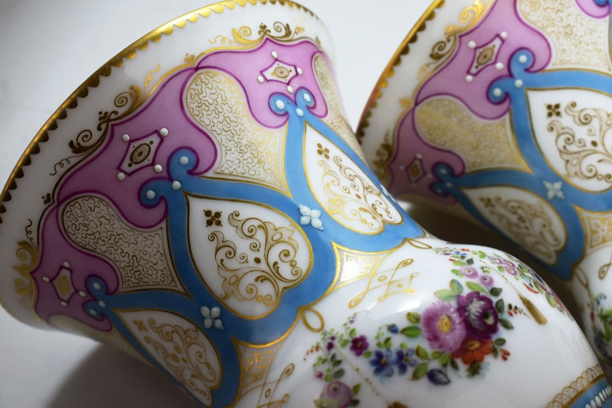 Paire De Vases En Porcelaine de Paris d'époque Louis-Philippe-photo-2