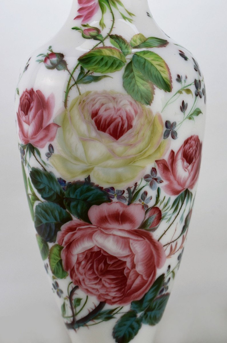 Hand Painted Opaline Vase. 19th Century-photo-4