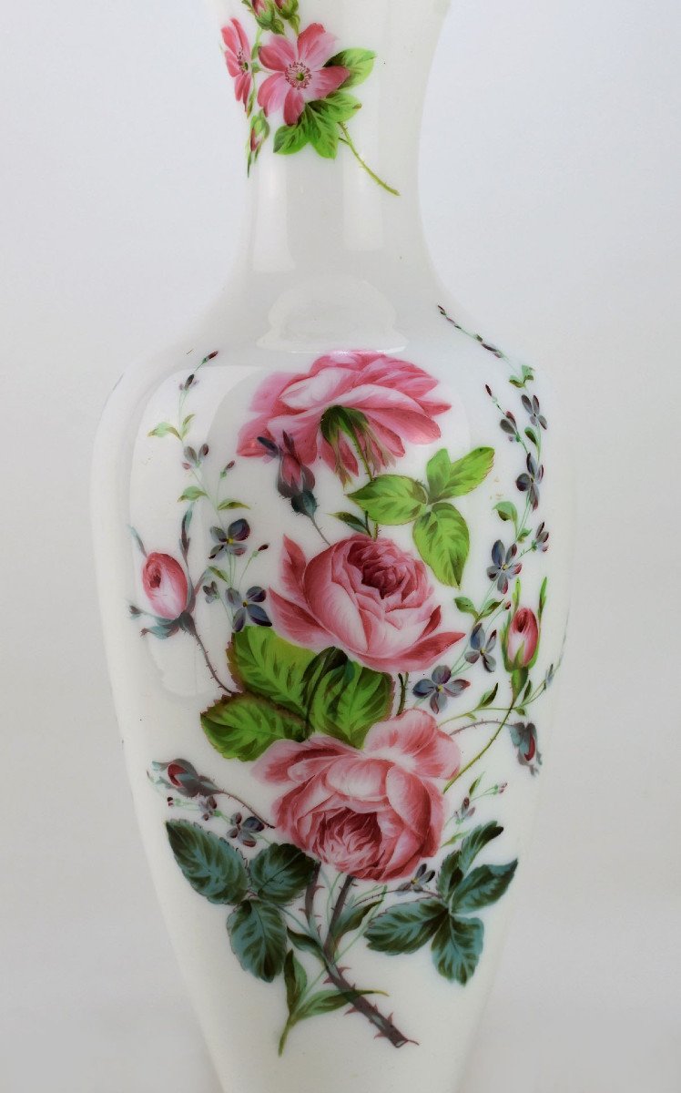 Hand Painted Opaline Vase. 19th Century-photo-2