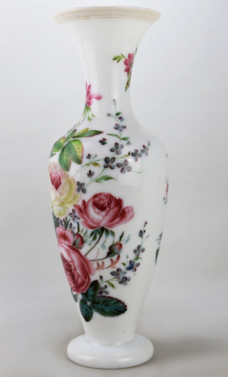 Vase En Opaline Peint à La Main. 19ème Siècle-photo-3