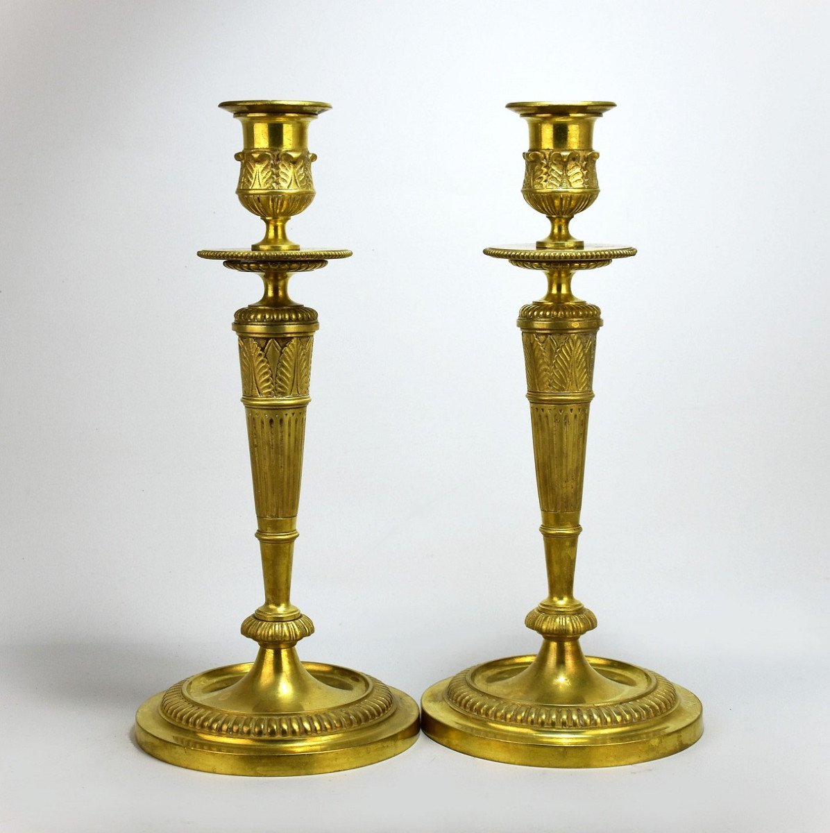 Pair Of Bronze Candlesticks. 19th Century-photo-2