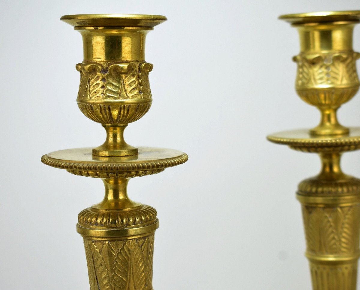 Pair Of Bronze Candlesticks. 19th Century-photo-2