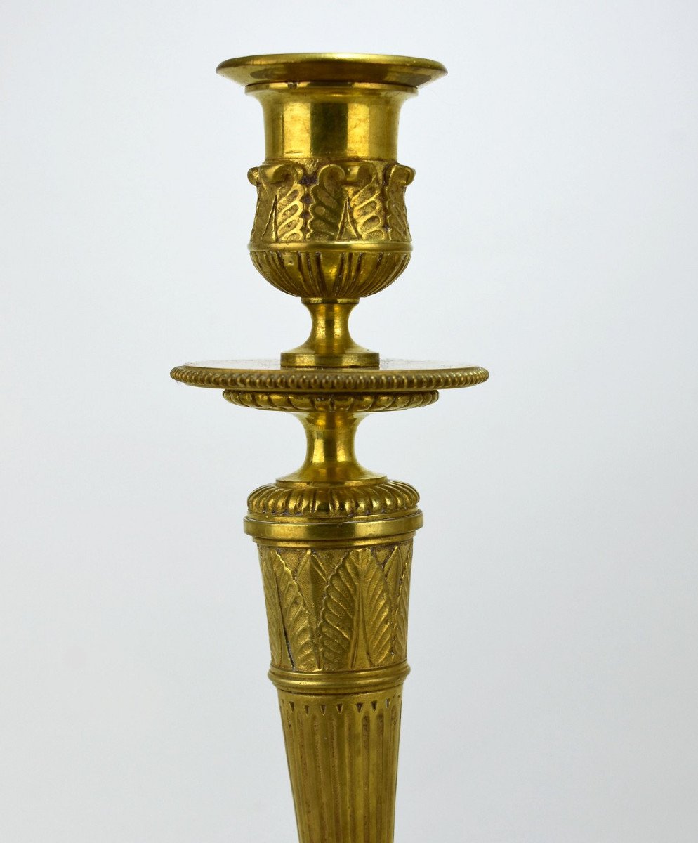 Pair Of Bronze Candlesticks. 19th Century-photo-3