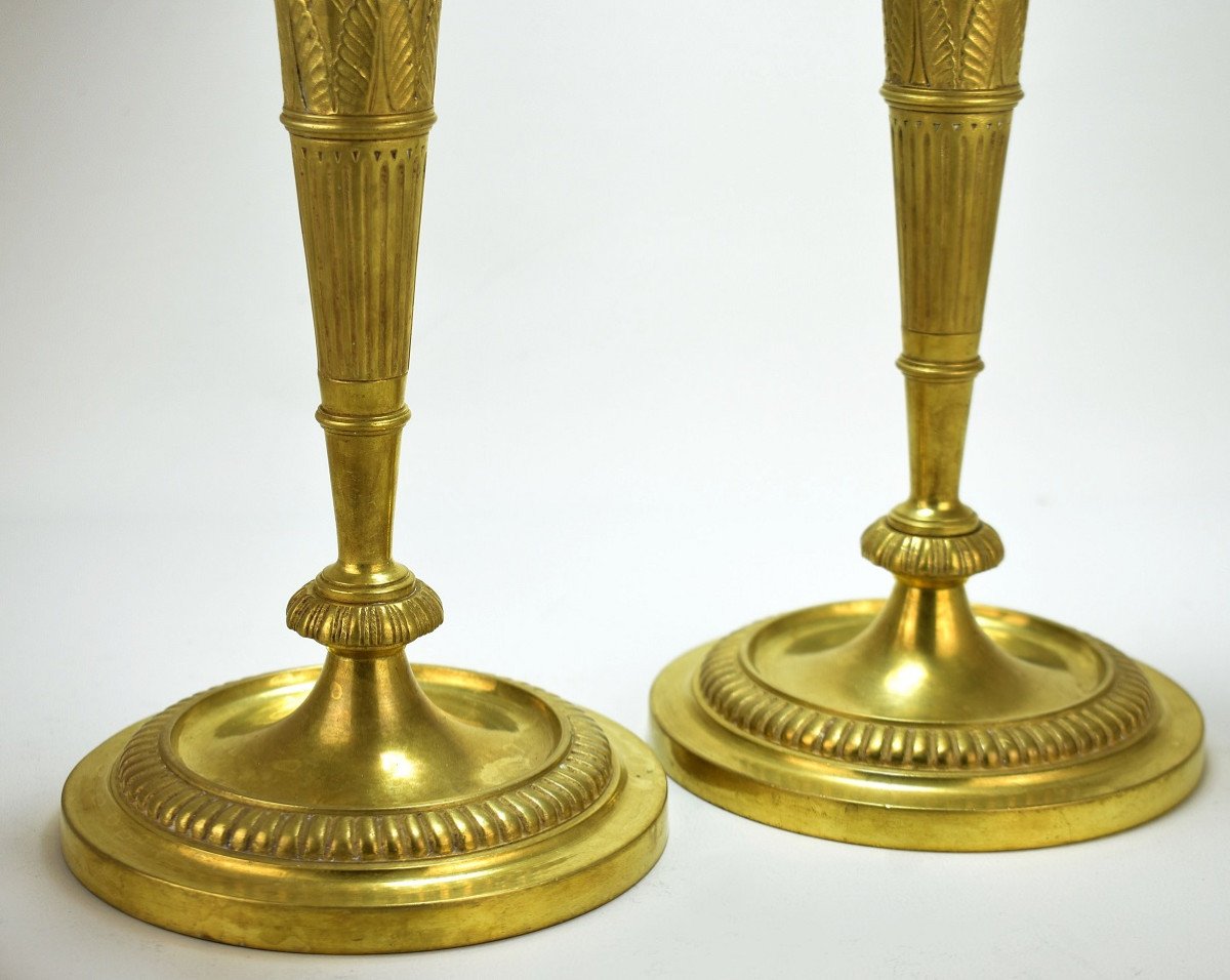 Pair Of Bronze Candlesticks. 19th Century-photo-4