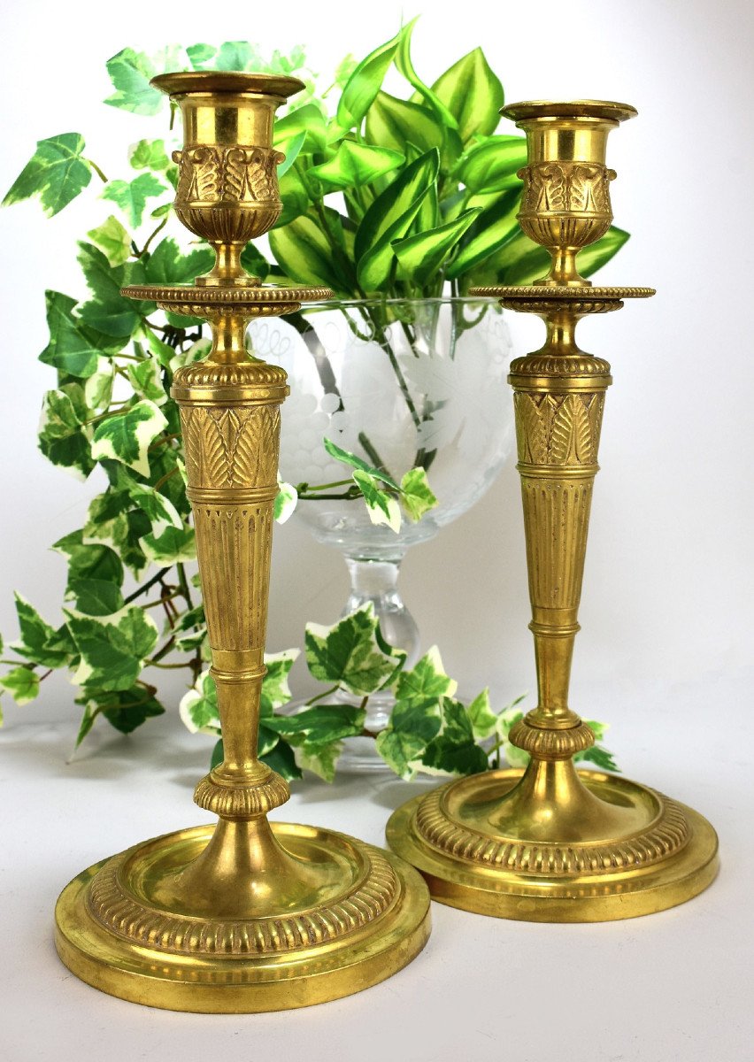 Pair Of Bronze Candlesticks. 19th Century