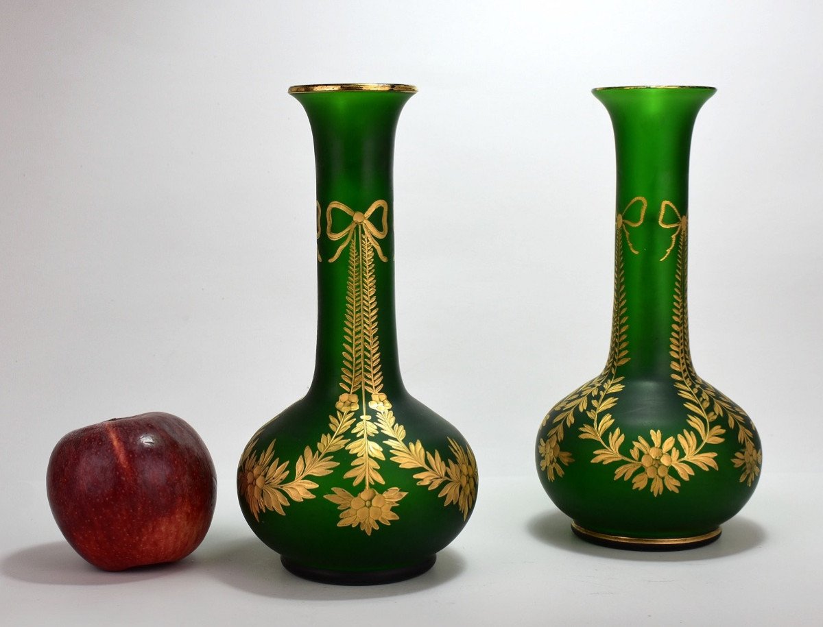 Paire De Vases En Verre Satiné. Montjoye-photo-4