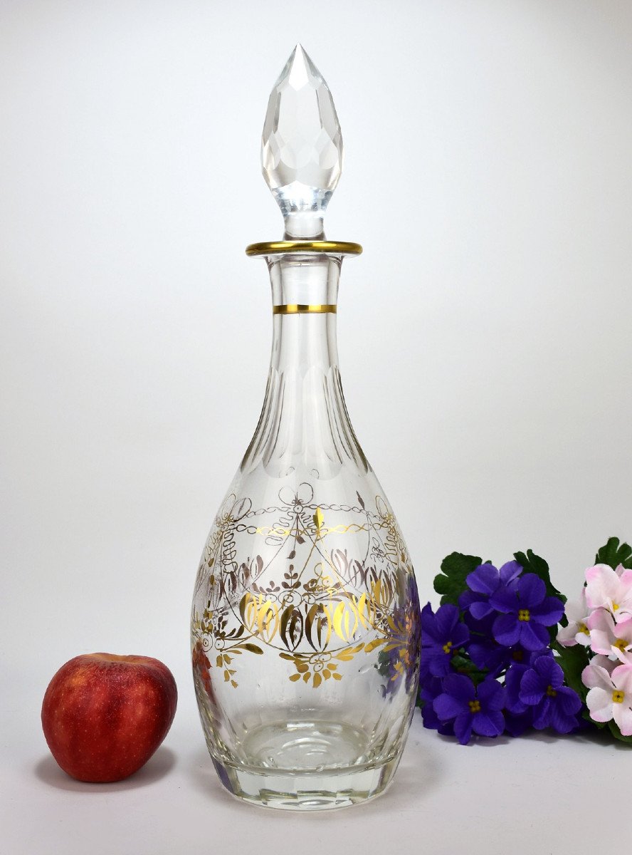 Large Golden Crystal Decanter. Baccarat 19th Century-photo-4