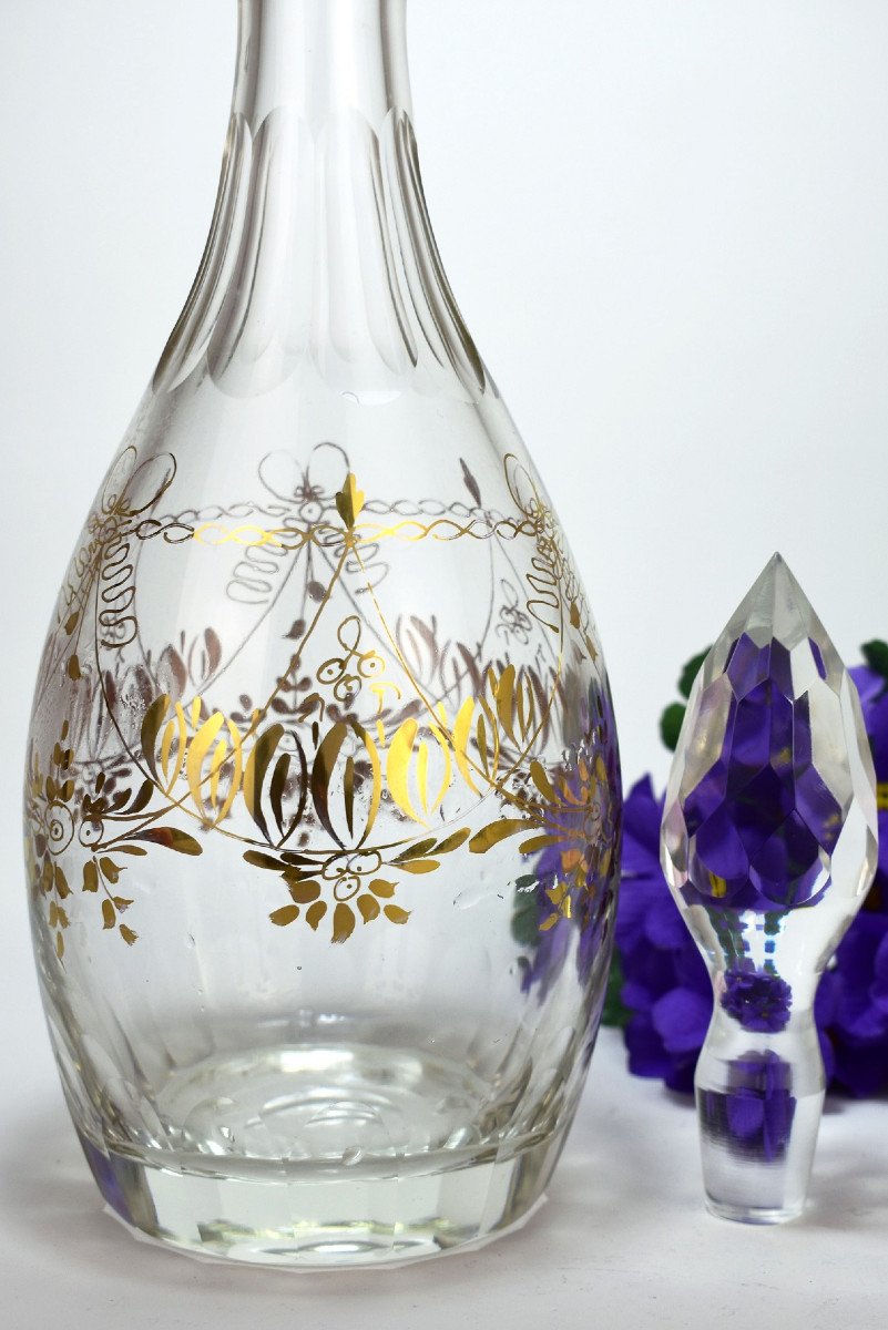 Large Golden Crystal Decanter. Baccarat 19th Century-photo-1