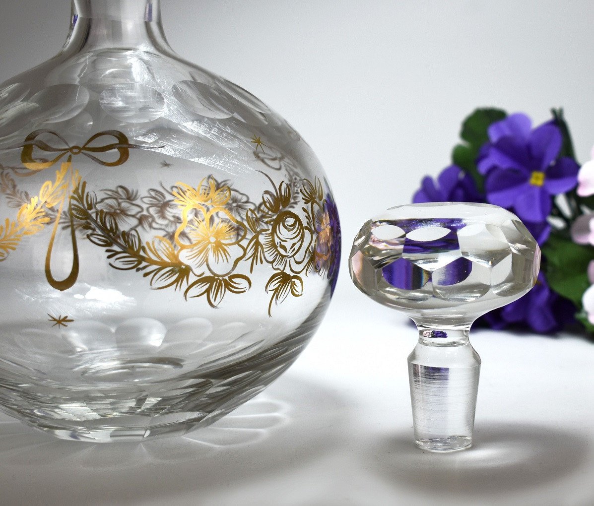 Carafe En Cristal Doré. Baccarat XIXème -photo-1