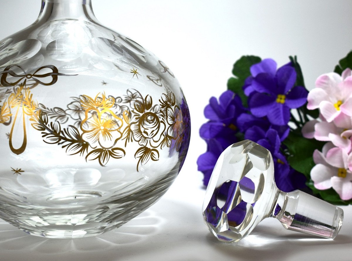 Carafe En Cristal Doré. Baccarat XIXème -photo-2