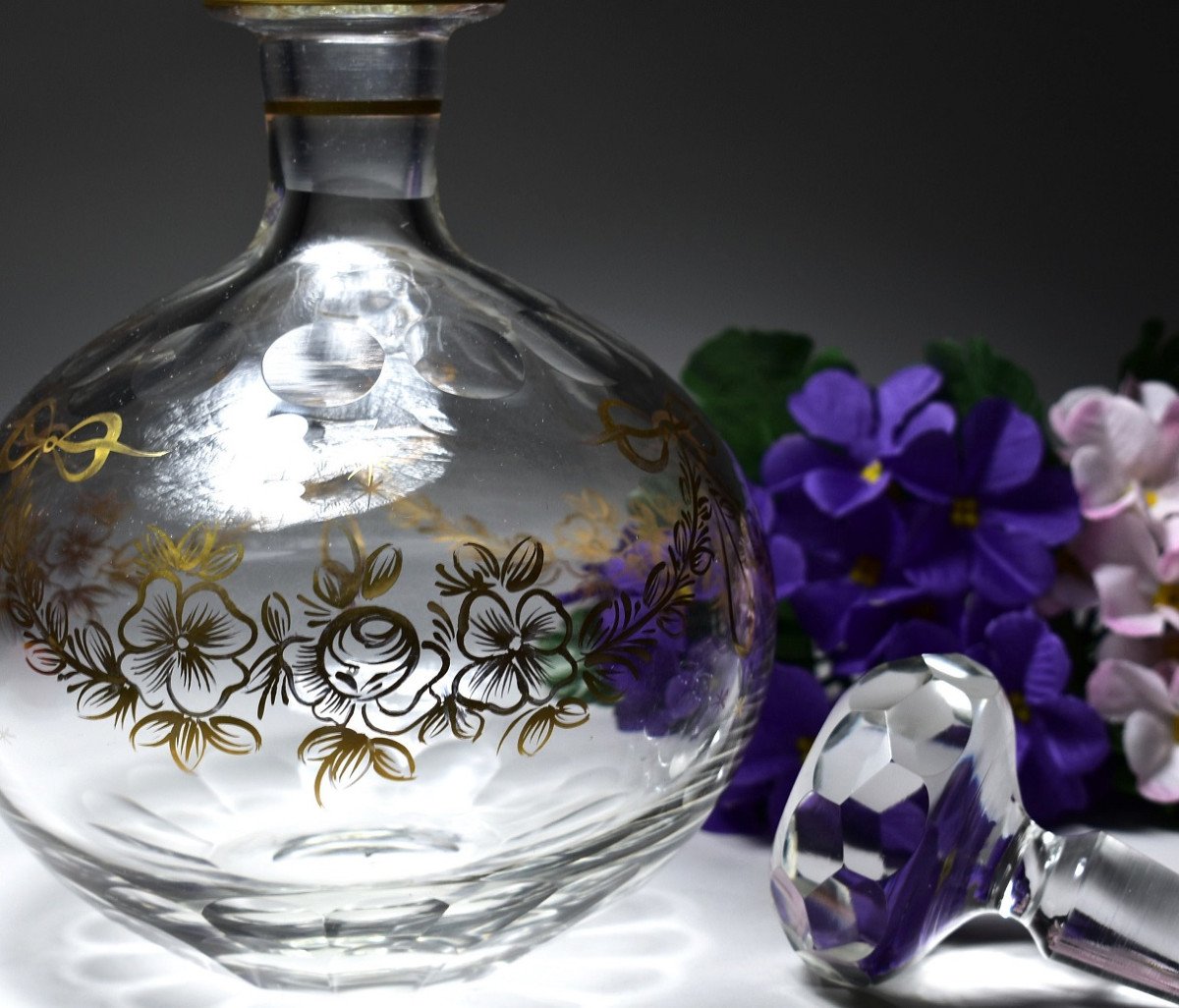 Carafe En Cristal Doré. Baccarat XIXème -photo-6