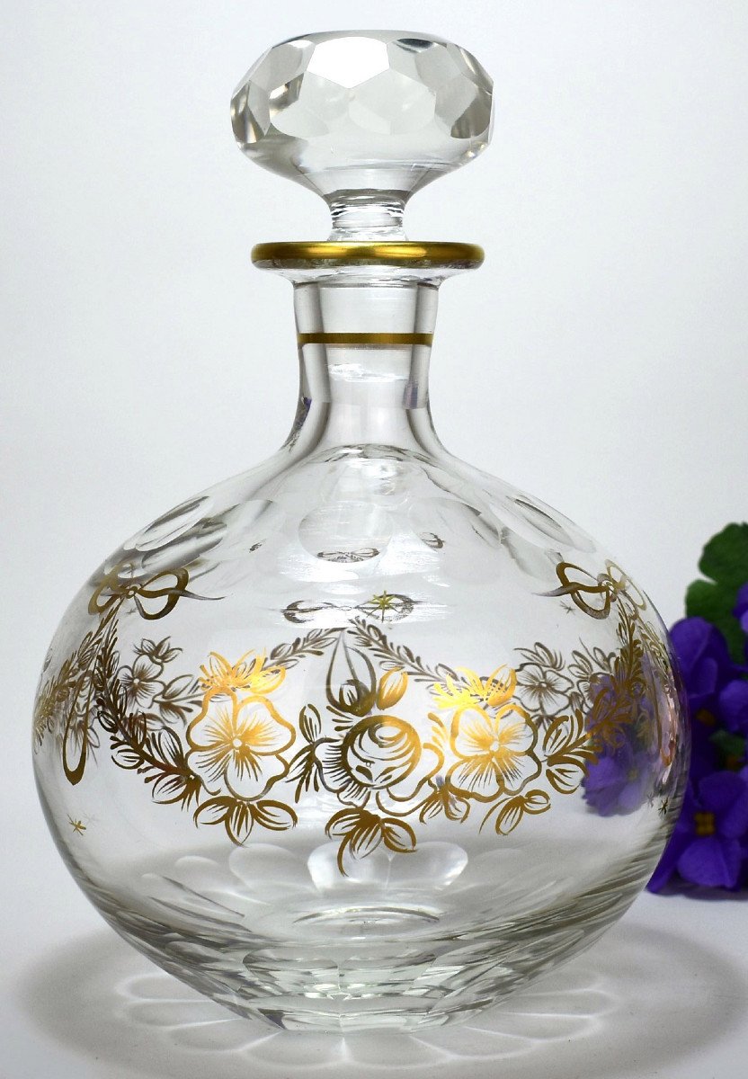 Carafe En Cristal Doré. Baccarat XIXème 