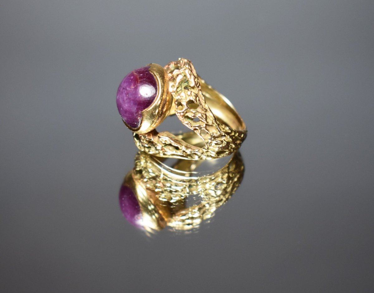 Bague En Or Avec Rubis étoilé-photo-1