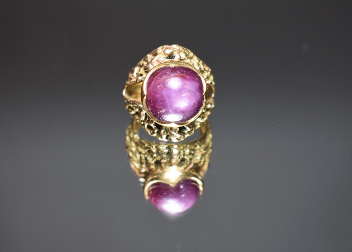 Bague En Or Avec Rubis étoilé-photo-3