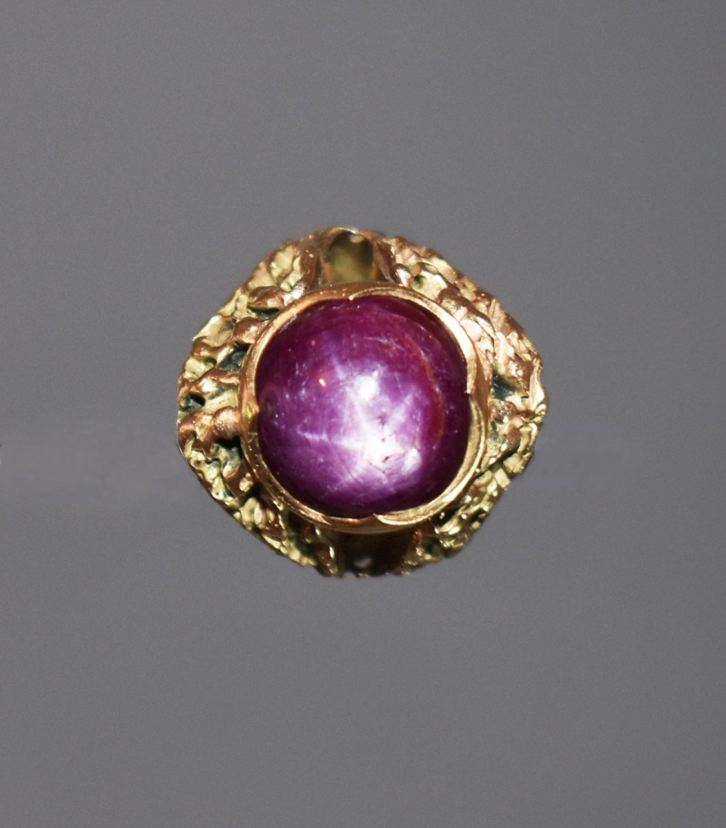 Bague En Or Avec Rubis étoilé-photo-5