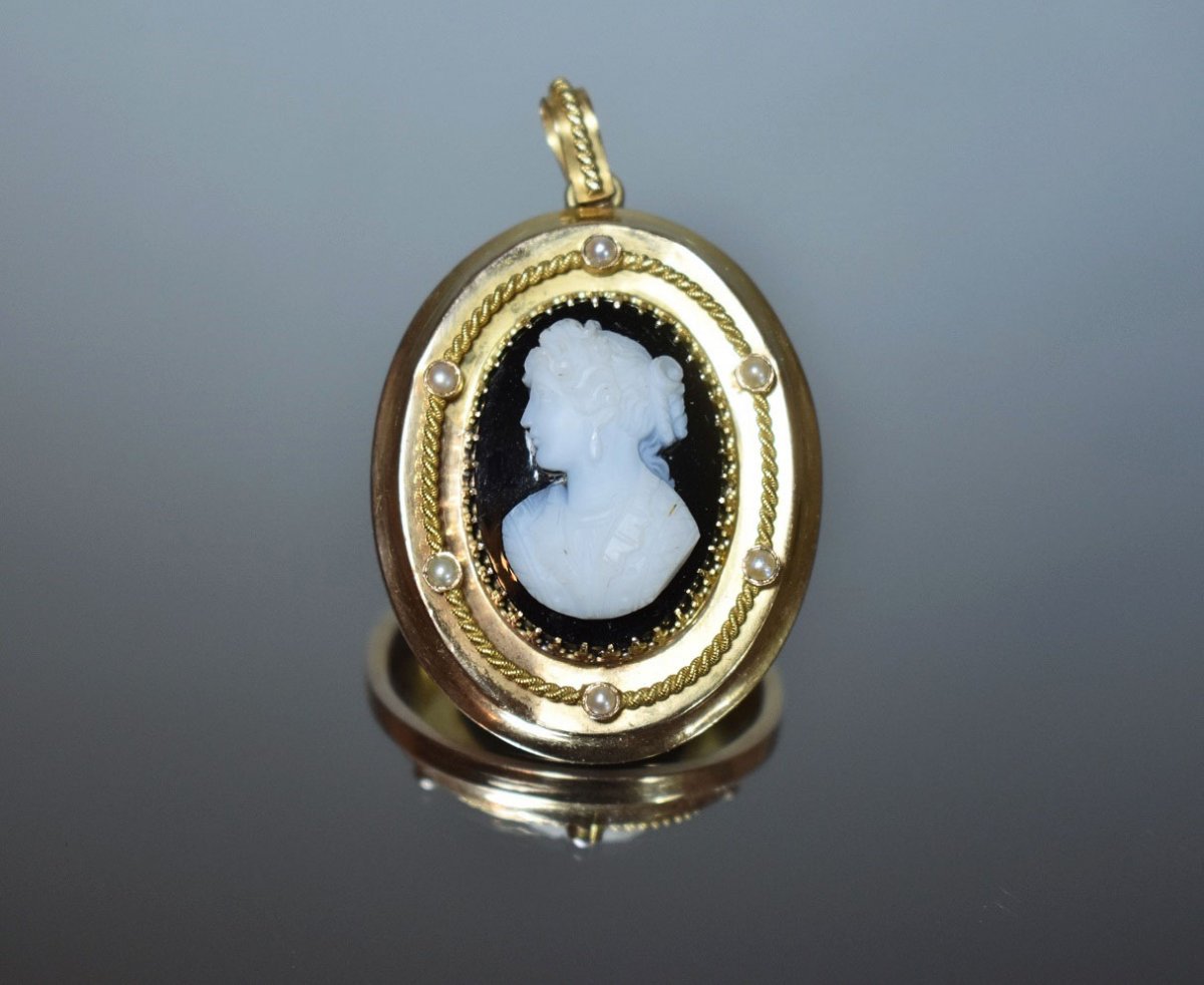 Pendentif Or Avec Camée Agate 19eme-photo-3