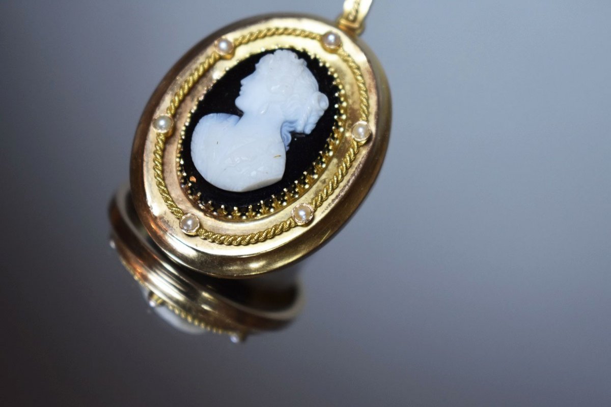 Pendentif Or Avec Camée Agate 19eme-photo-1